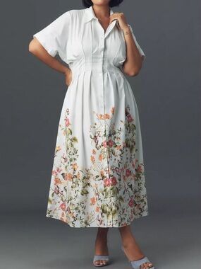 The Tobie Button-Front Pleated Shirt Dress By Exquise